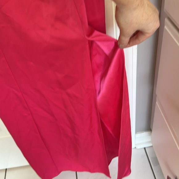 Alice + Olivia Revolve Lilita Satin Maxi Dress High Slit Strappy Neon - Picture 4 of 7